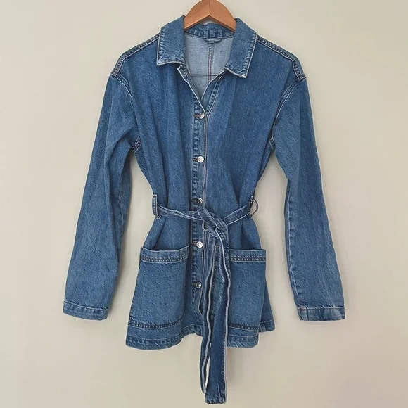 TOPSHOP Blue Denim Belted Jacket - Picture 2 of 7